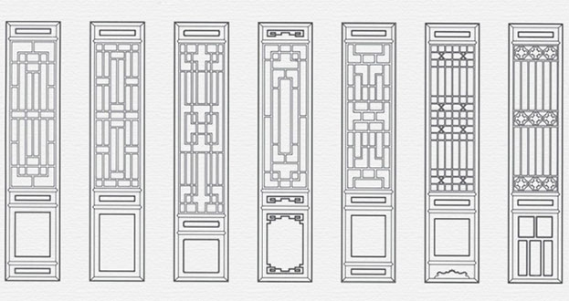 光村镇常用中式仿古花窗图案隔断设计图